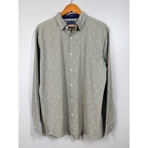William Murray Shirt Mens Large Grey Cocktail Print Long Sleeve Golf Button Down